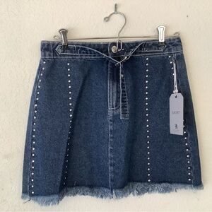 NWT Flying Angel Stylish Blue Denim Mini Skirt with Stud Accents